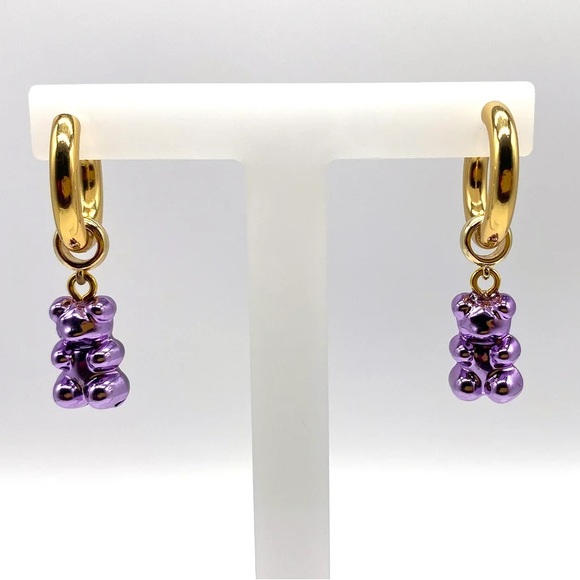 Chrome Gummy Bear Earring Purple - Picture 4 of 5